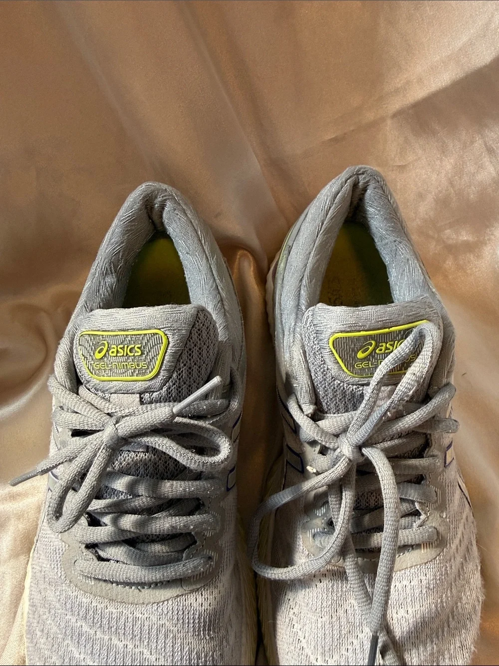 ASICS Gray Athletic Running Shoes with Purple and Lime Accents